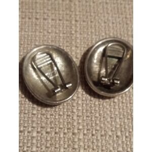 LC Oval Clip On Earrings Silver Tone Subtle Texture